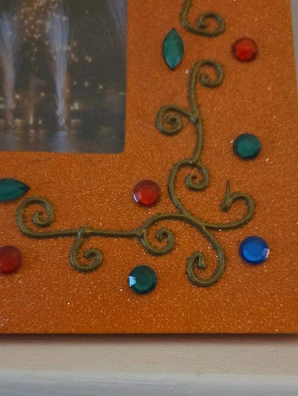 Orange Decorative Photo Frame with Gem Accents